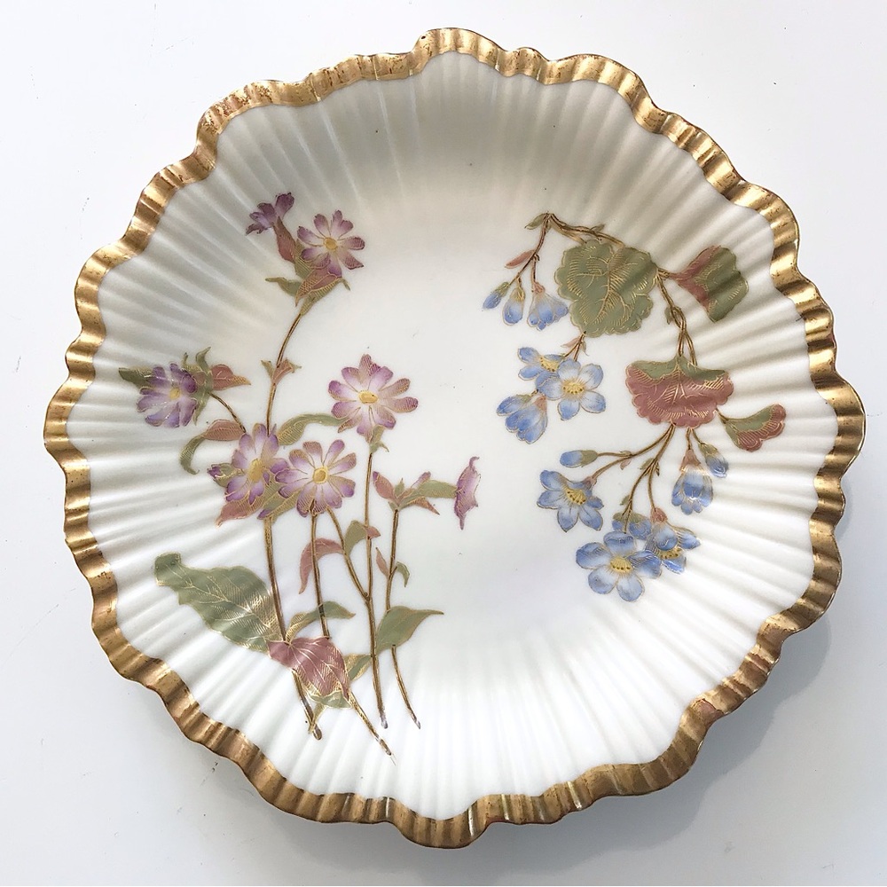 ✴️Royal Worcester 1850-1899 Floral Scalloped Plate, #1416